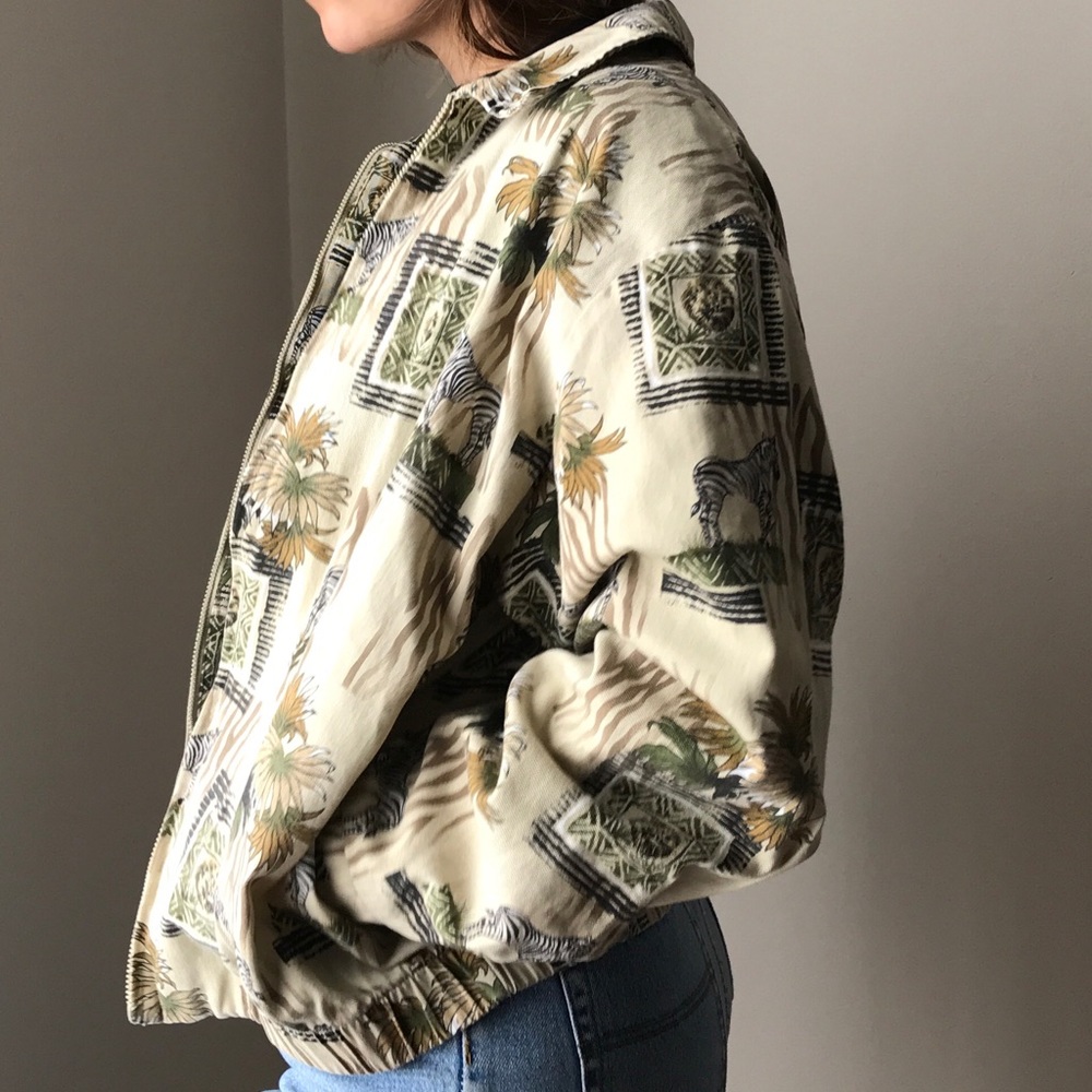 Safari print zip light weight Jacket